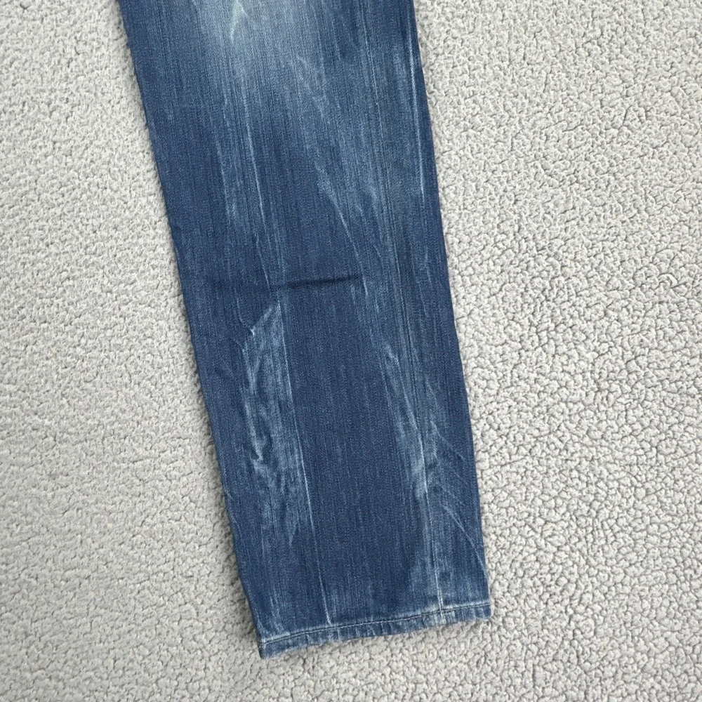 True Religion Geno Relaxed Slim Jeans Men 34 Blue Stretch Whisker Fade USA Made